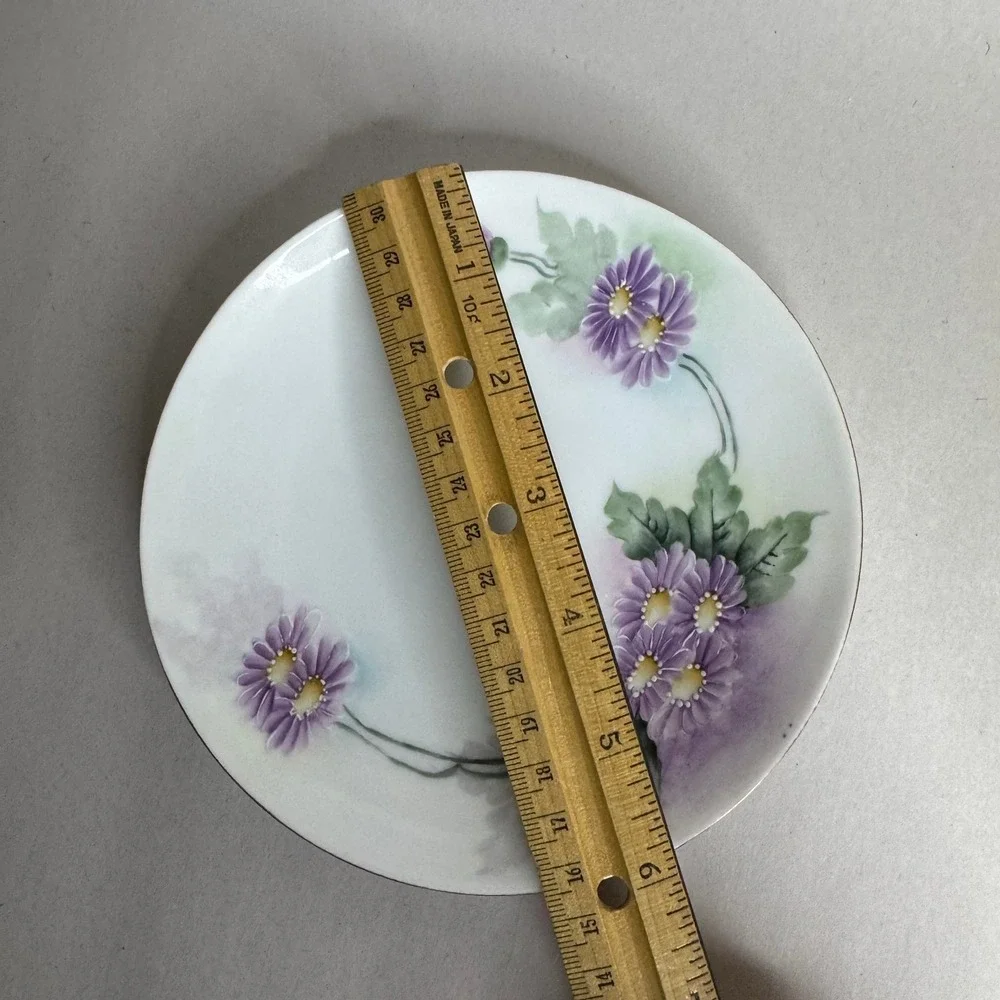 Antique Austria Porcelain Salad‎ Plate Purple Gold Rim 8.5